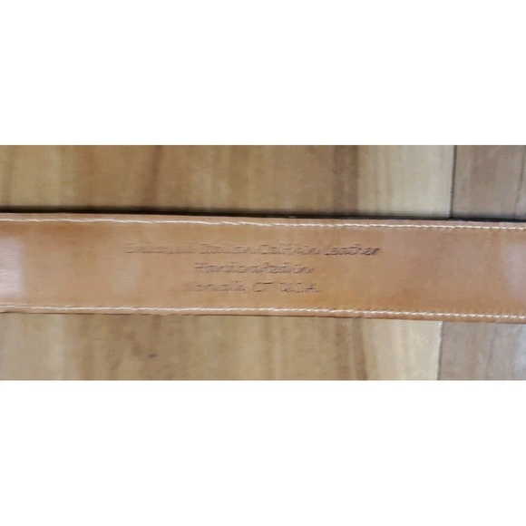Trafalgar Leather Embossed Belt Size 36 Cognac Solid Brass Buckle Made in USA - Picture 8 of 10